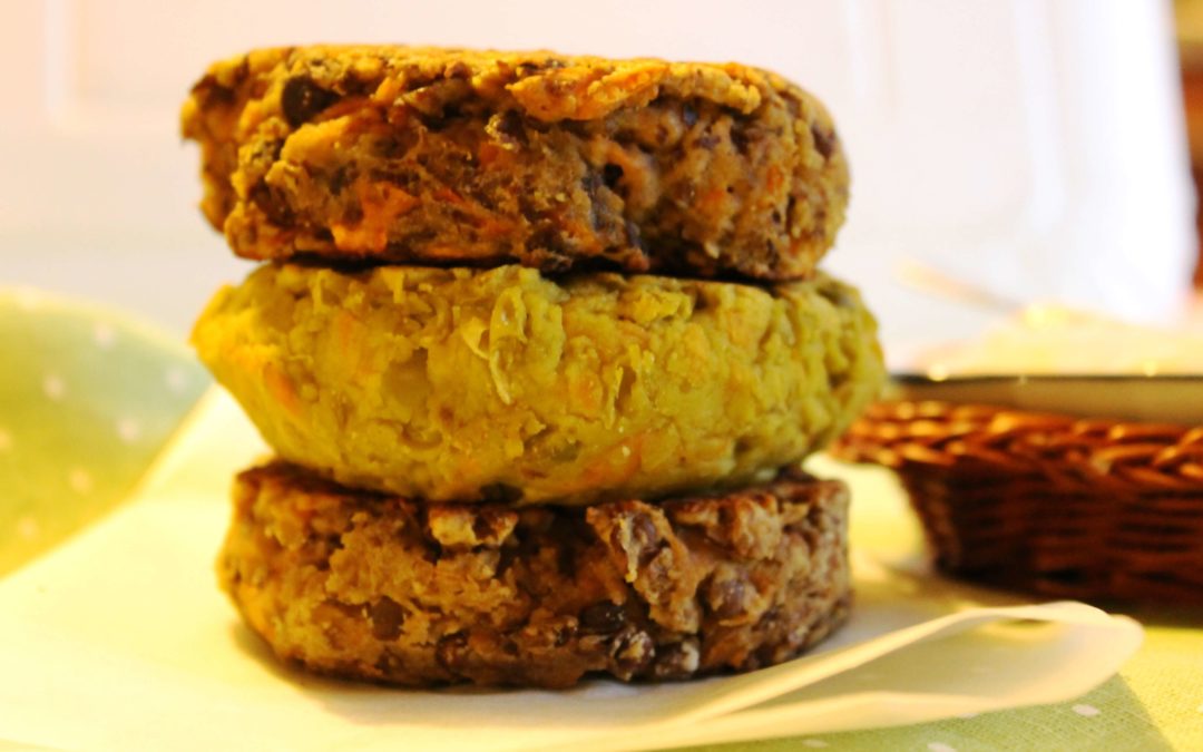 Burgers vegetali (lenticchie, piselli e ceci)